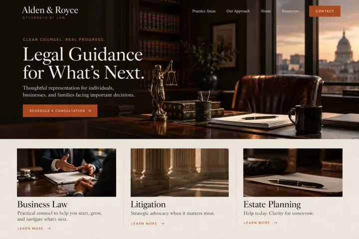 Law firms and independent attorneys website design concept