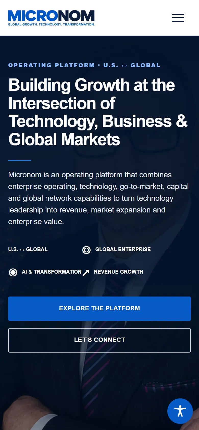 The Micronom home page on a phone