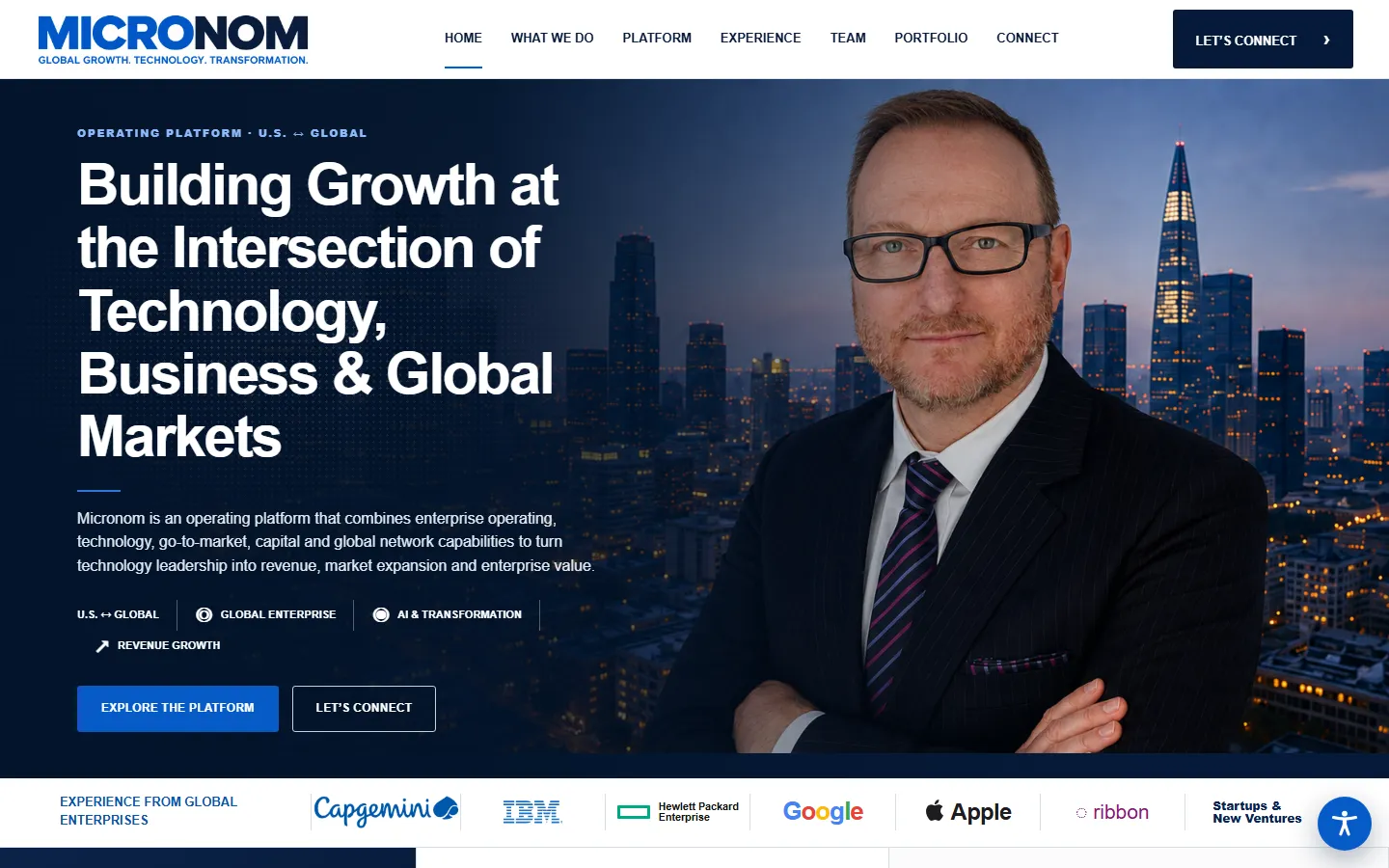 Home page of the Micronom website (Growth capital & consulting), designed and built by WebsiteTek