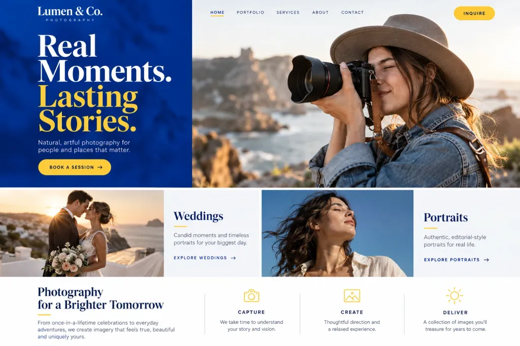 Fictional photographers website homepage design concept