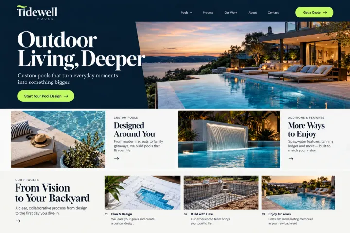 Pool builders website design concept