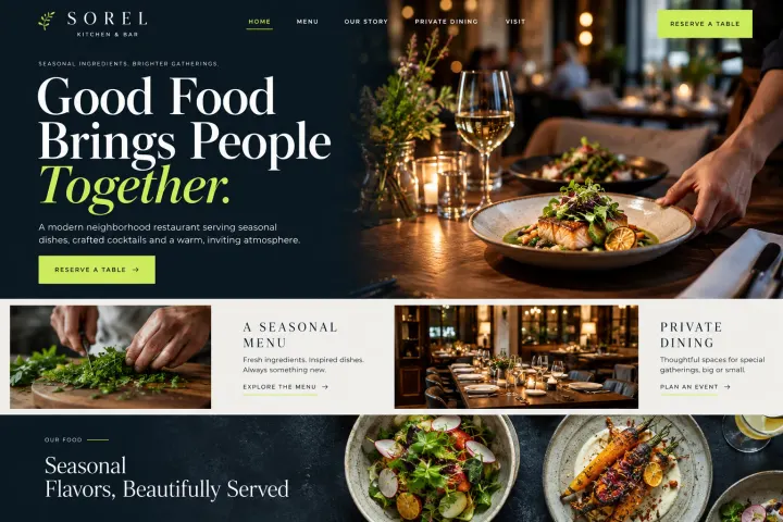 Restaurants website design concept