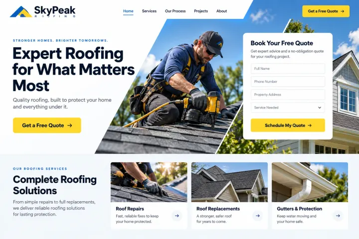 Roofers website design concept