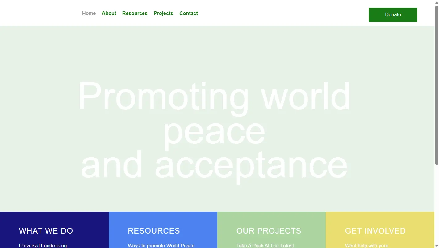 The Universal Fundraising website before WebsiteTek
